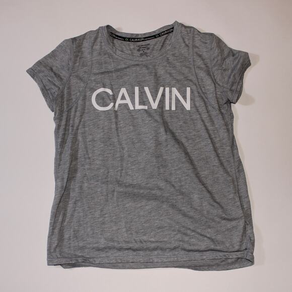 Calvin Klein Performance Gray Short Sleeve Top With A White Logo Size M - Picture 1 of 4